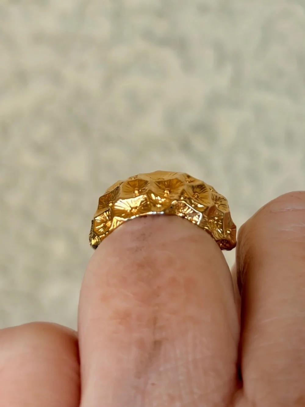 Flawless Textured Concave Gold Dome Cocktail Ring